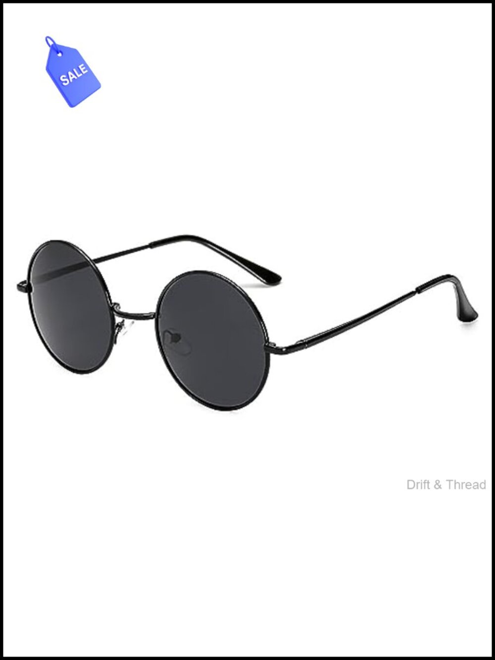Round Sunglasses Retro Metal Hippie Circle Clear Lens UV Protection